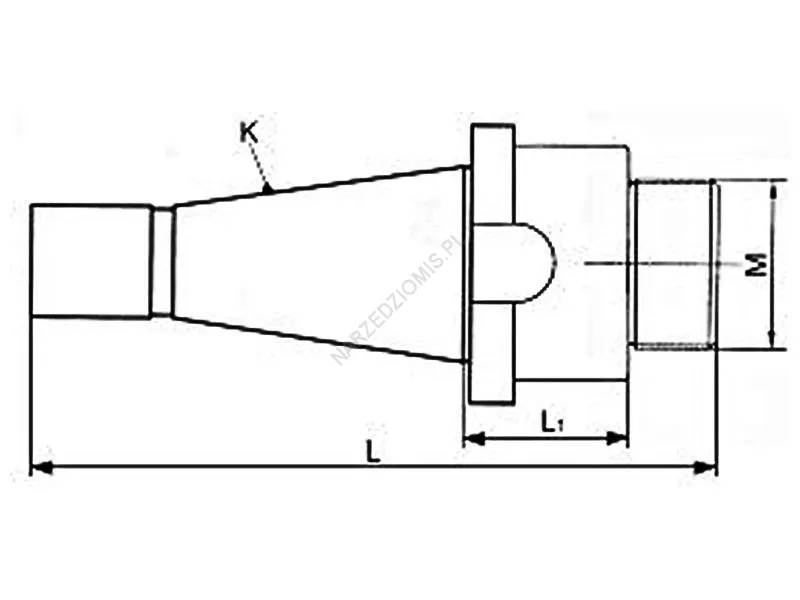 Rysunek techniczny: Chwyt do głowic mikrometr.na st.ISO GWZ-ISO30